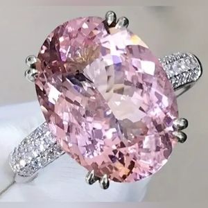 Silver Plated Inlaid Pink Gemstone In Egg Shape . BRAND NEW 💎